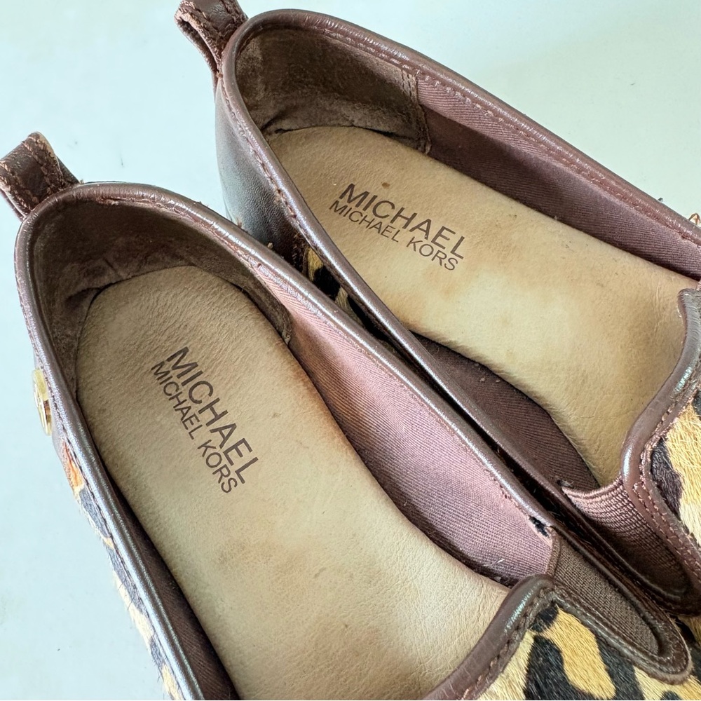 Michael Kors Moccasins Flat Shoes Haircalf Leopard Brown Loafer Women's Size 7 M - Picture 5 of 11